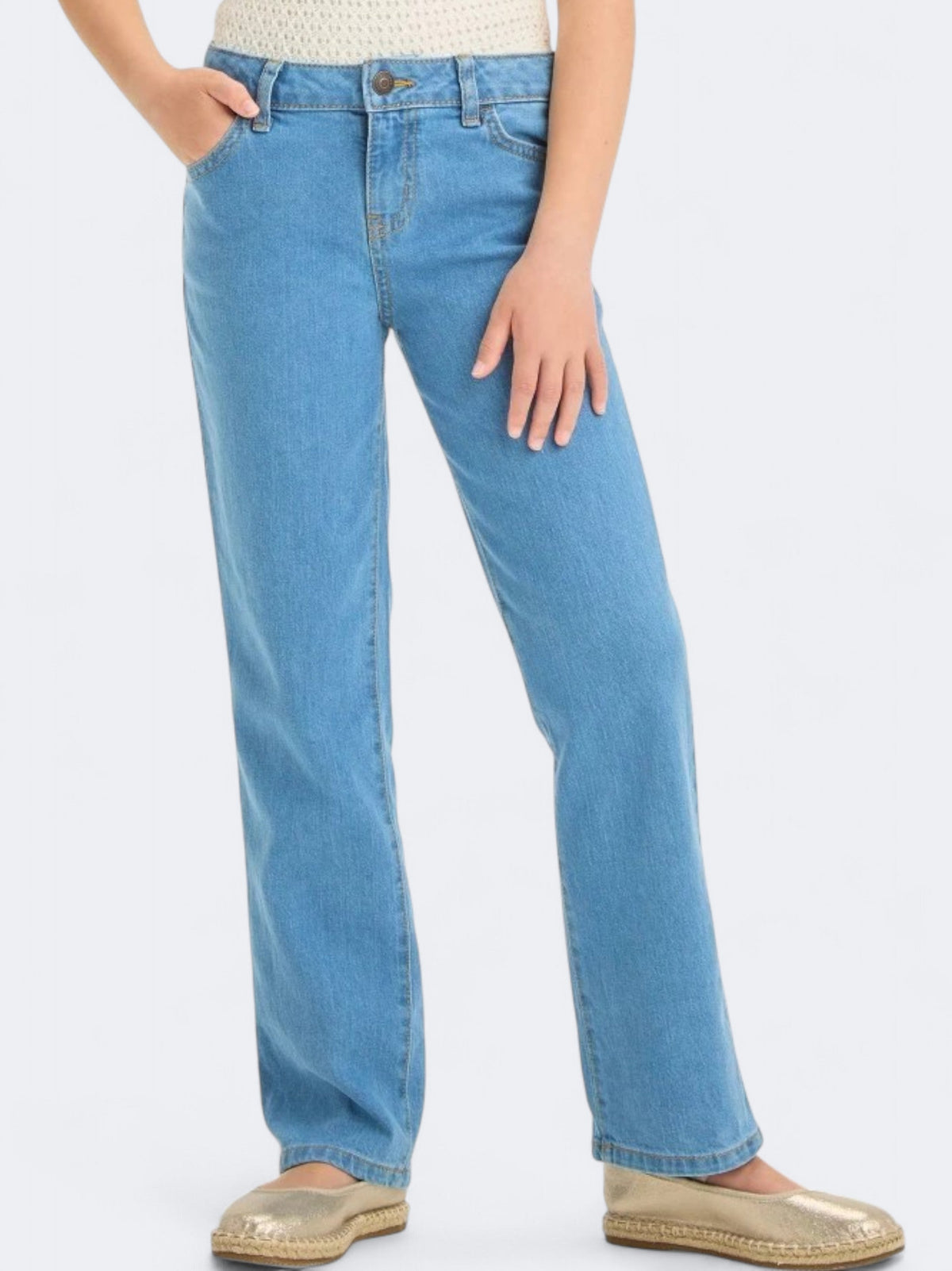 Image for Kid's Girl's Mid Rise Denim Straight Jeans,Blue
