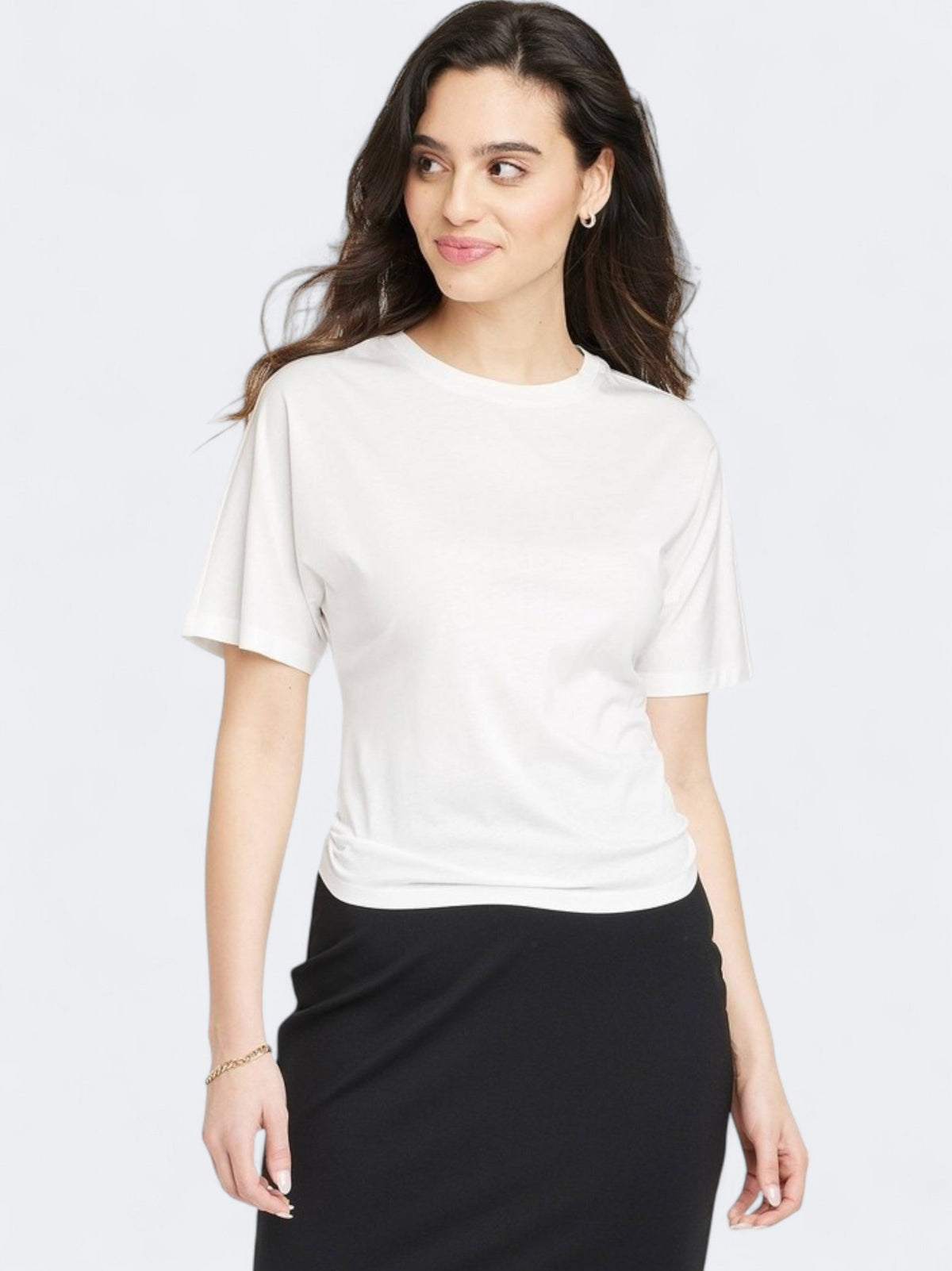 Image for Women's Plain Short Sleeve Bow T-Shirt,White