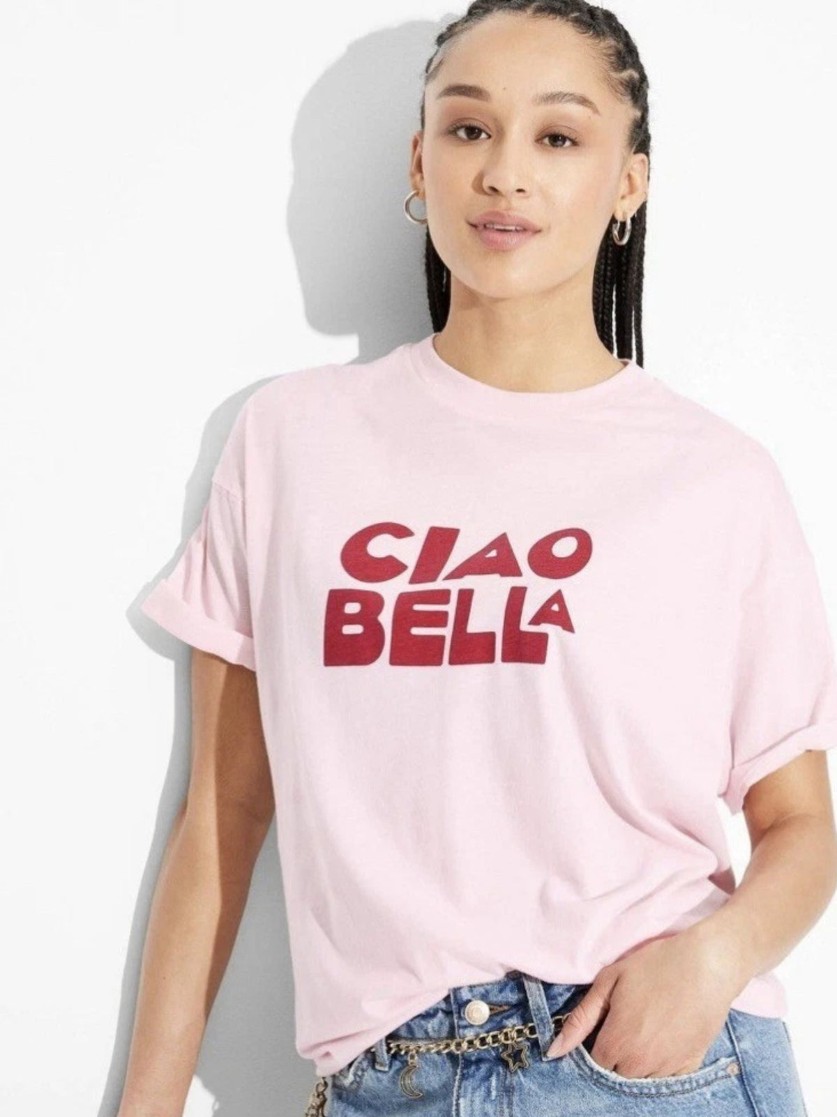 Image for Women's Graphic Printed Oversized T-Shirt,Rose