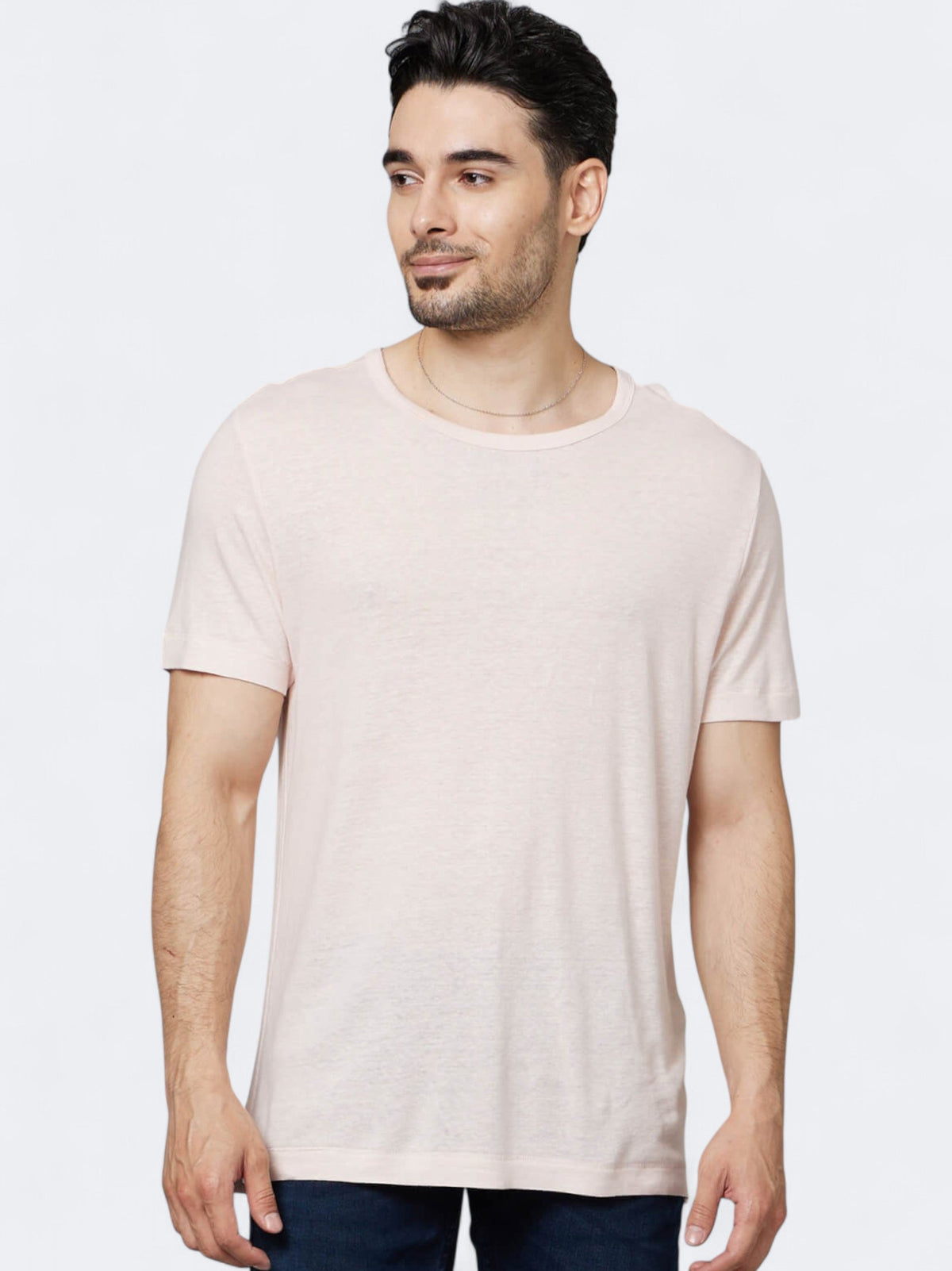 Image for Men's Plain Linen T-Shirt,Light Rose