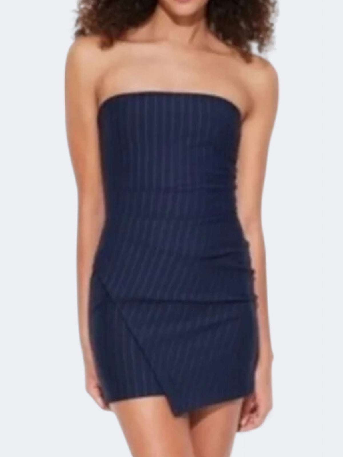Image for Women's Stripe Strapless Bodycon Suiting Dress,Navy