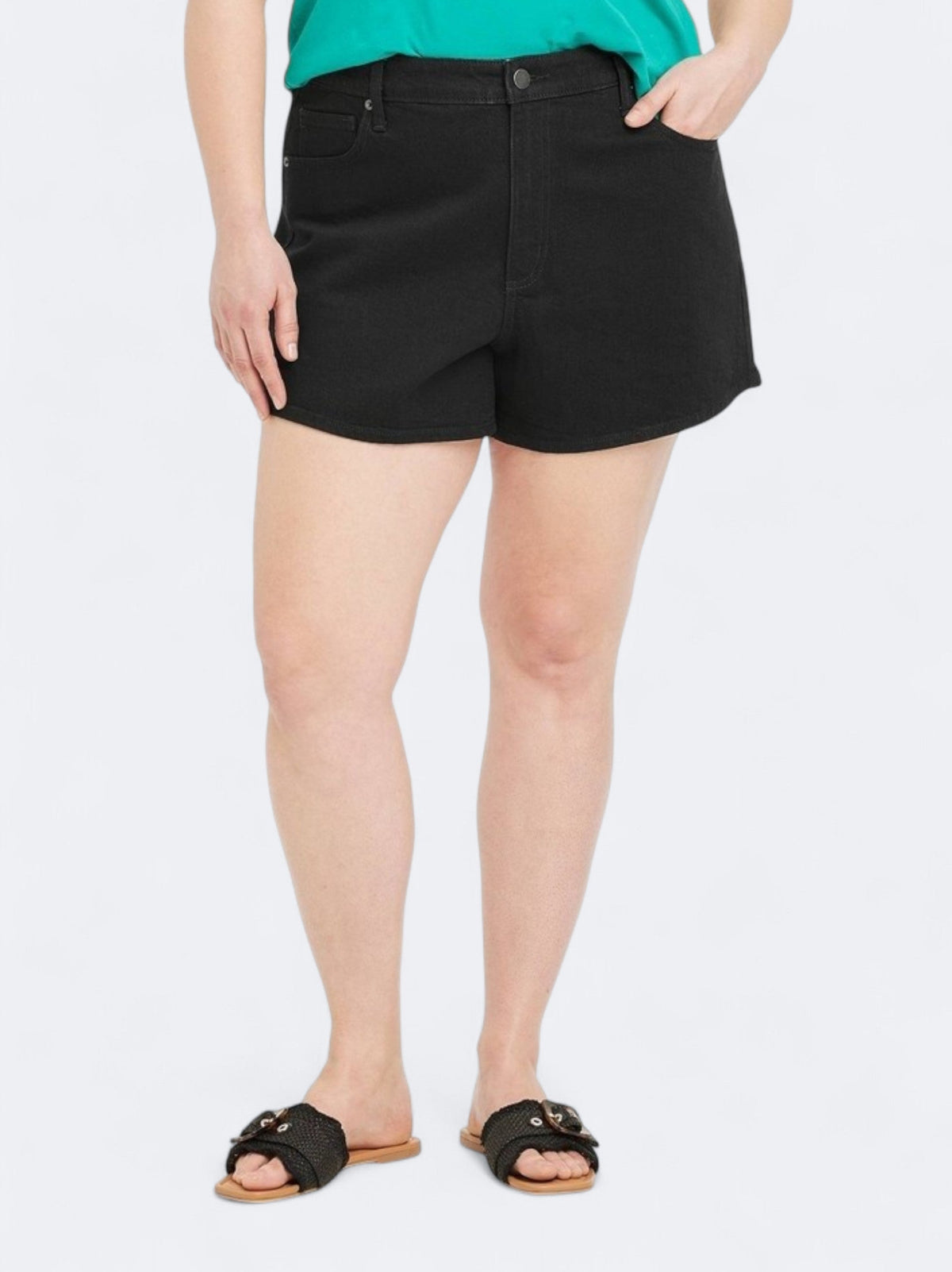 Image for Women's Plain High Rise 90's Cutoff Jeans Shorts,Black