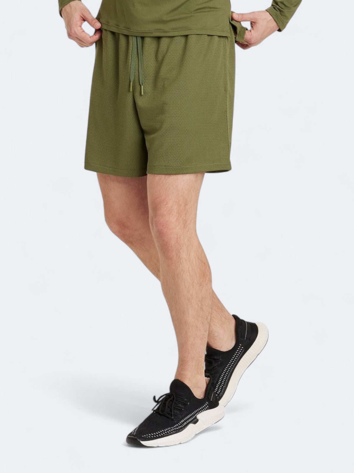 Image for Men's Textured Mesh Shorts,Olive