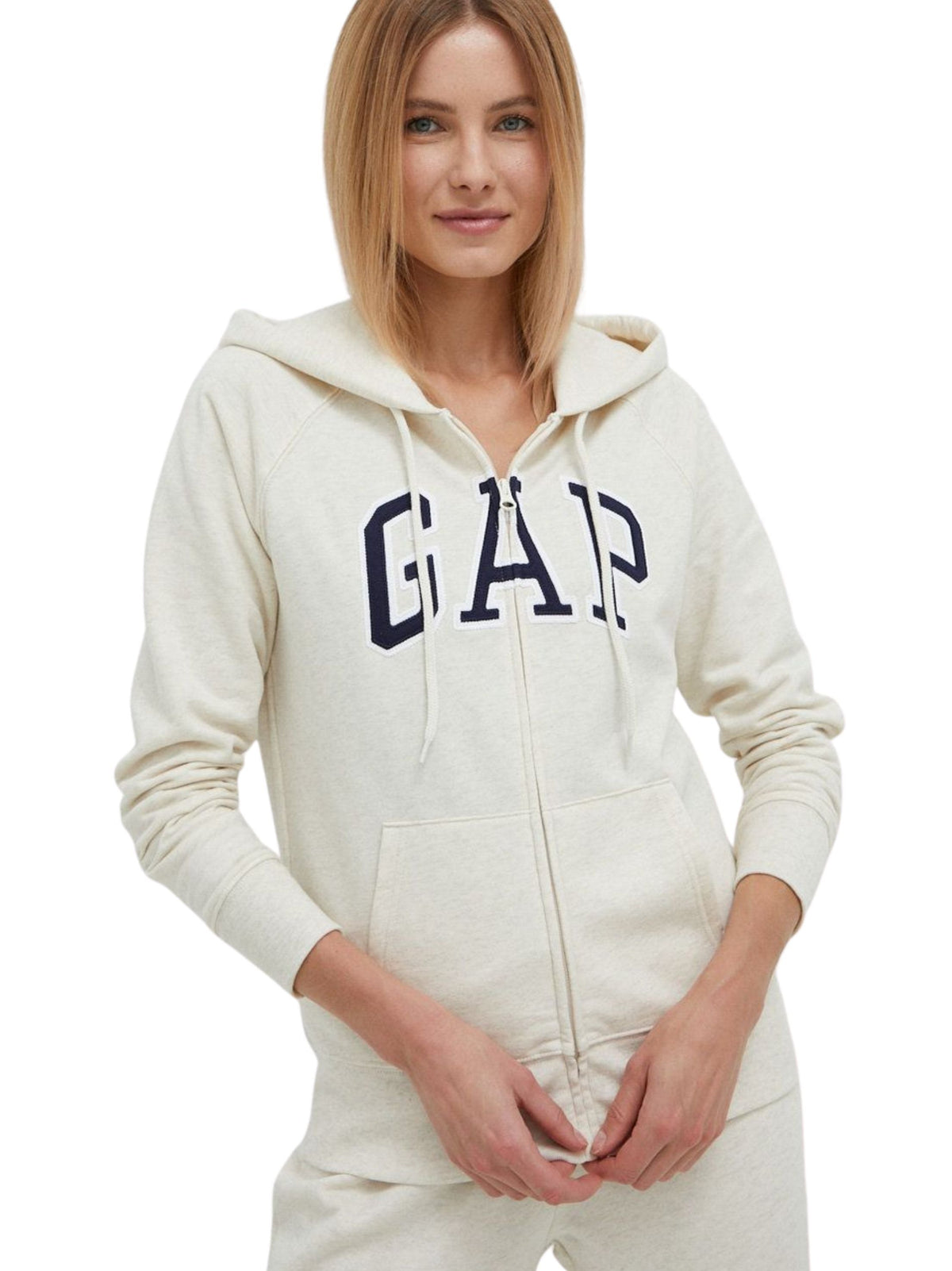 Image for Women's Brand Logo Printed Hoodies,Cream