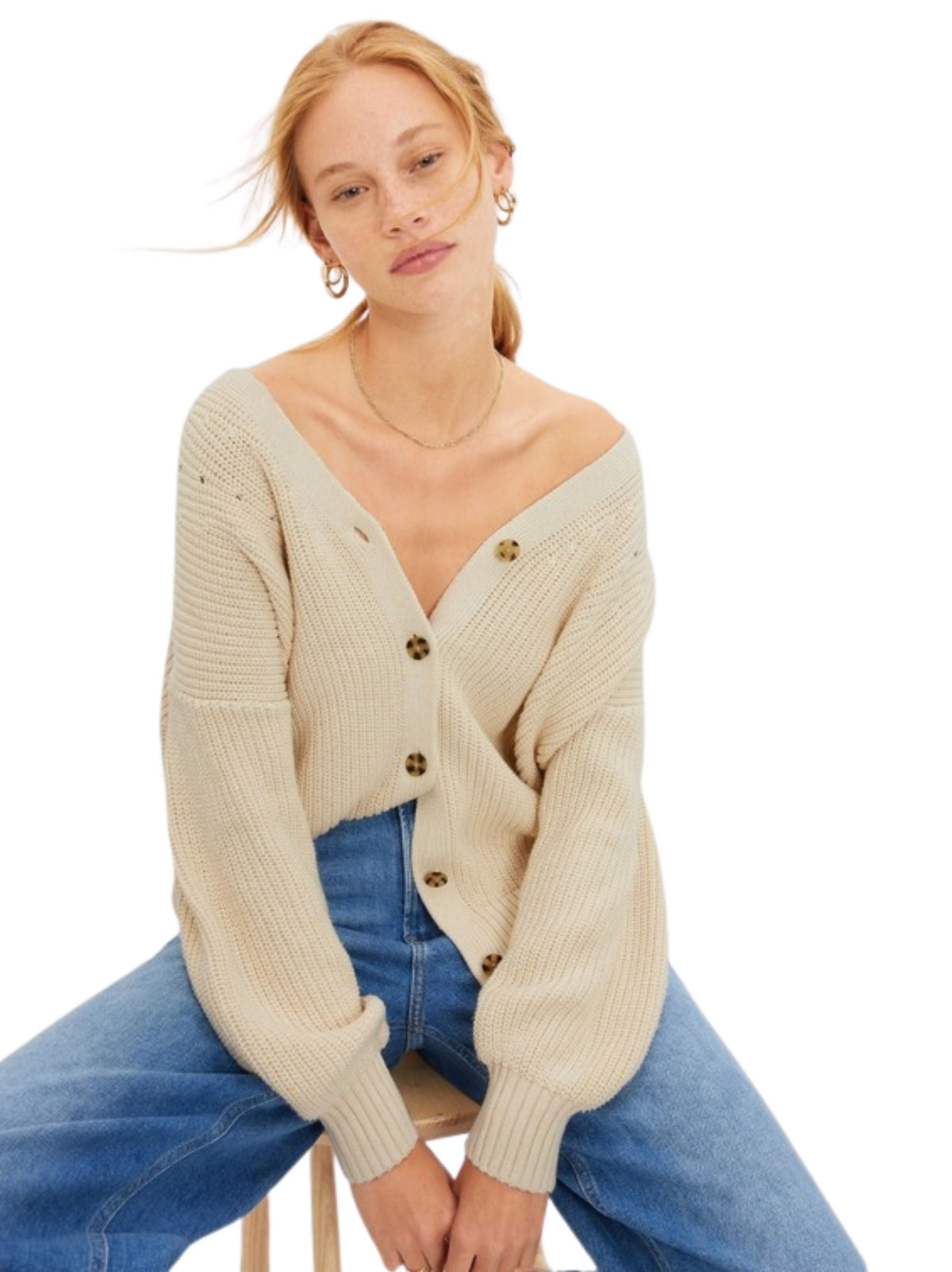 Image for Women's Knitted Sweaters Cardigan,Cream