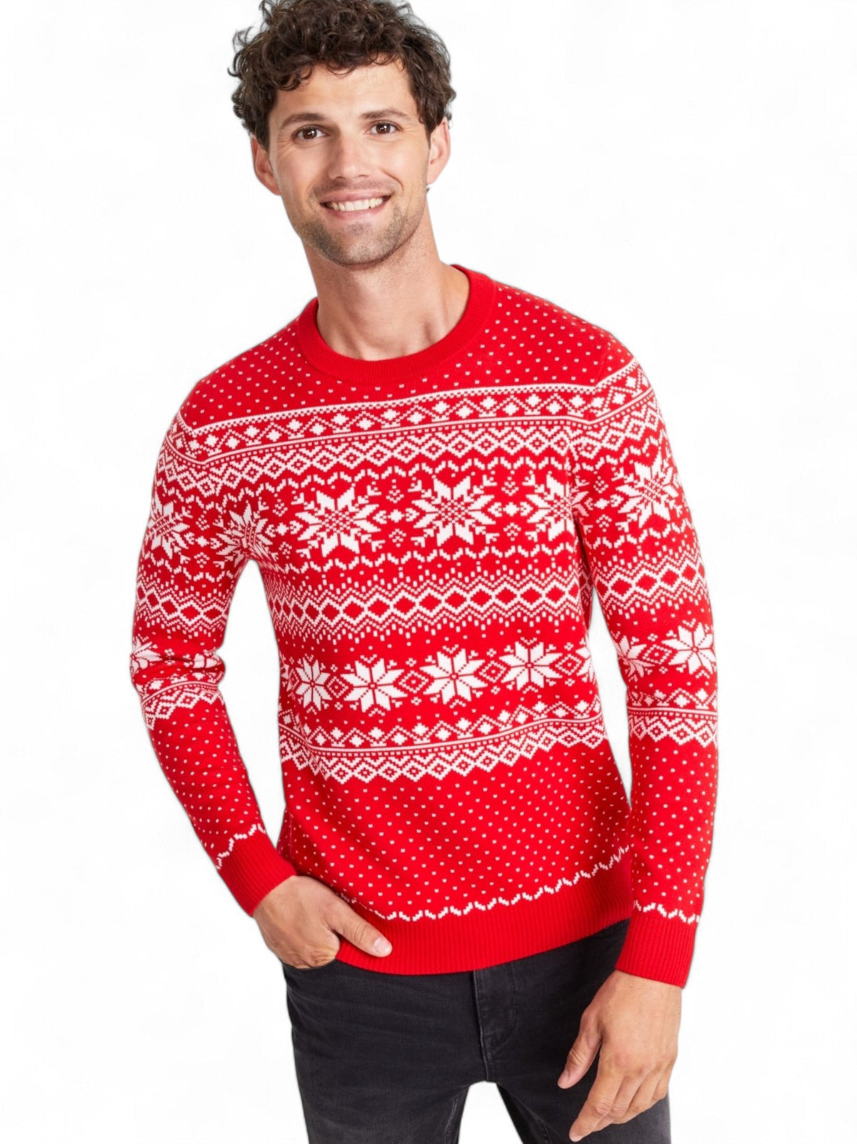 Image for Men's Mohair Plaid Sweaters,Red