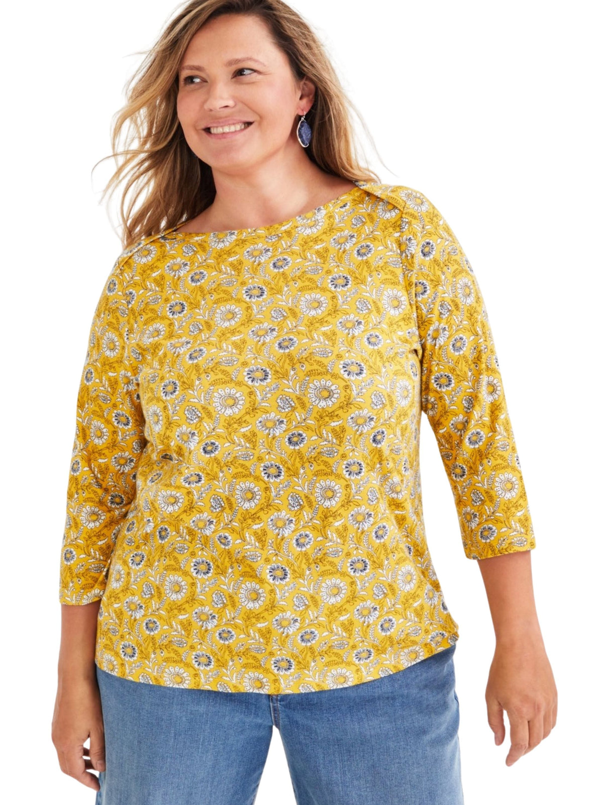 Image for Women's Floral Printed Top,Yellow