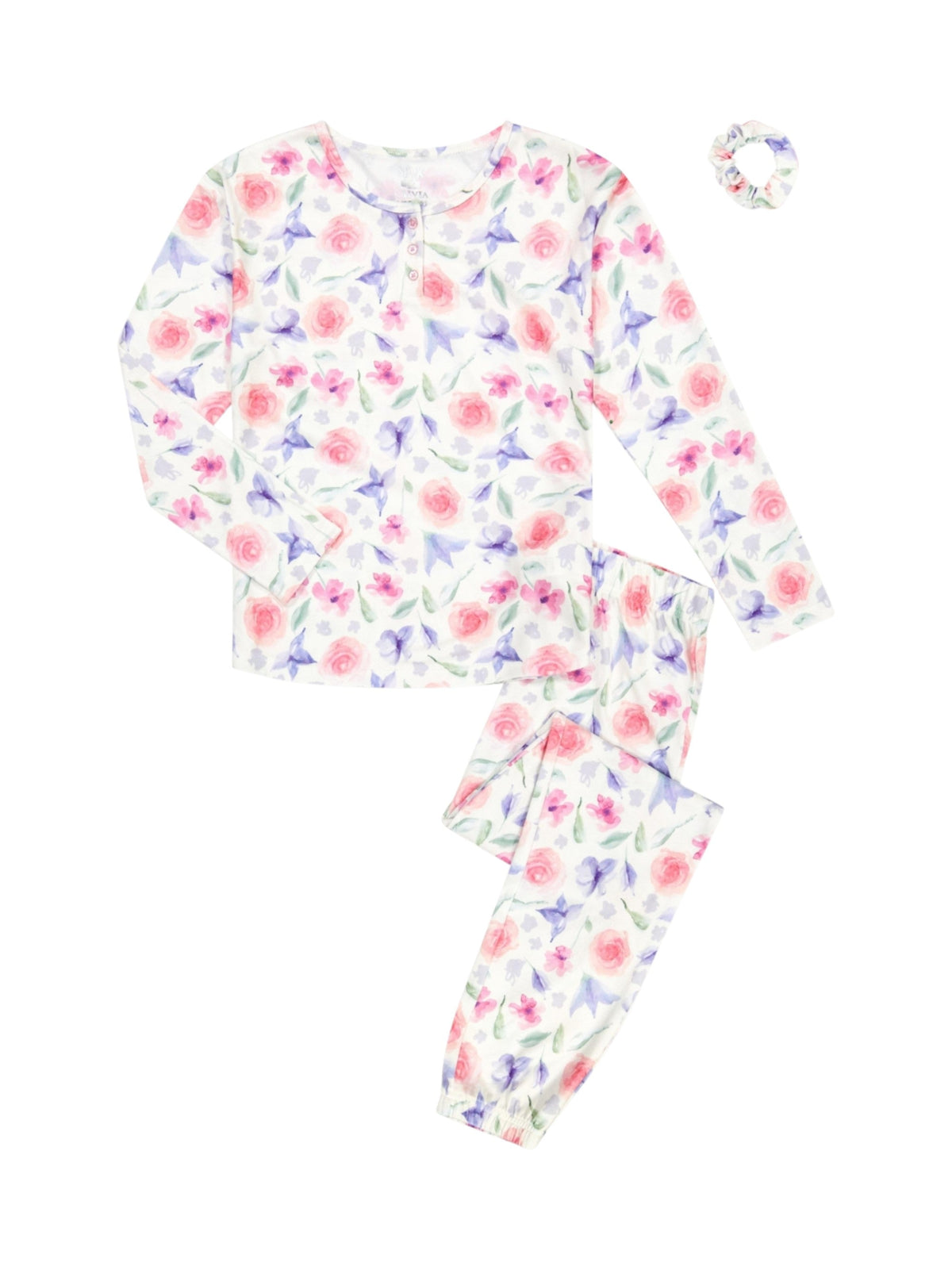 Image for Kids Girl's Floral Printed Sleepwear Set Top&Pant,White