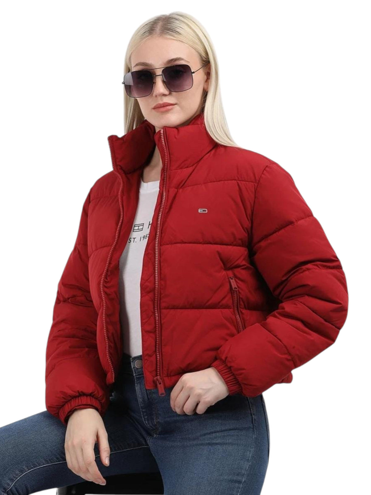 Image for Women's Quilted Jacket,Red