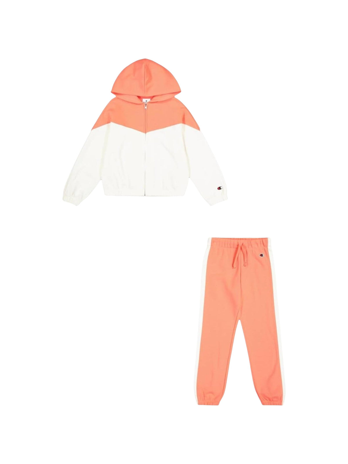 Image for Kids Girl's Colorblocked Pajama Set Hoodie&Pant,Peach/White