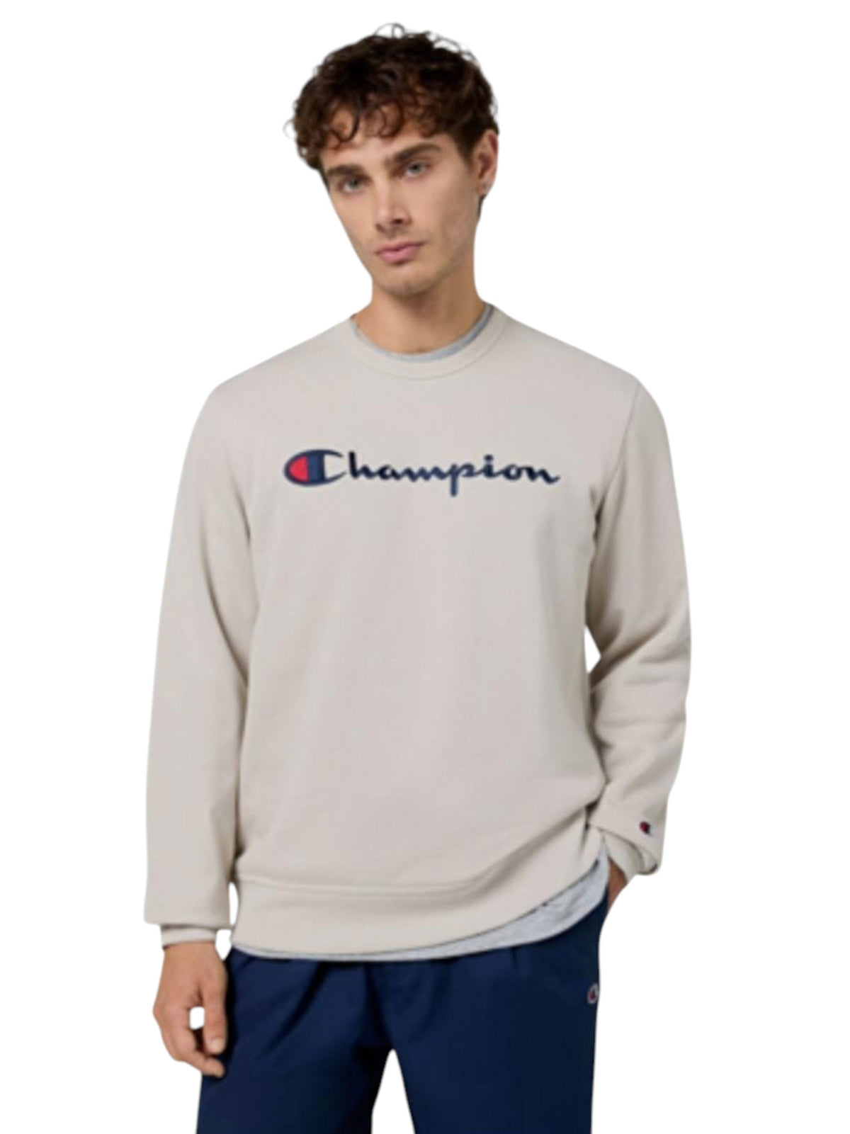 Image for Men's Brand Logo Printed Sweaters,Beige