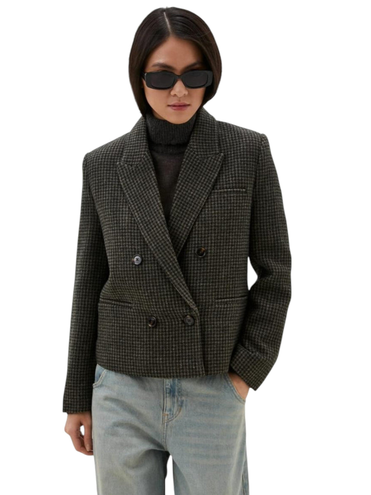 Image for Women's Plaid Blazer,Olive