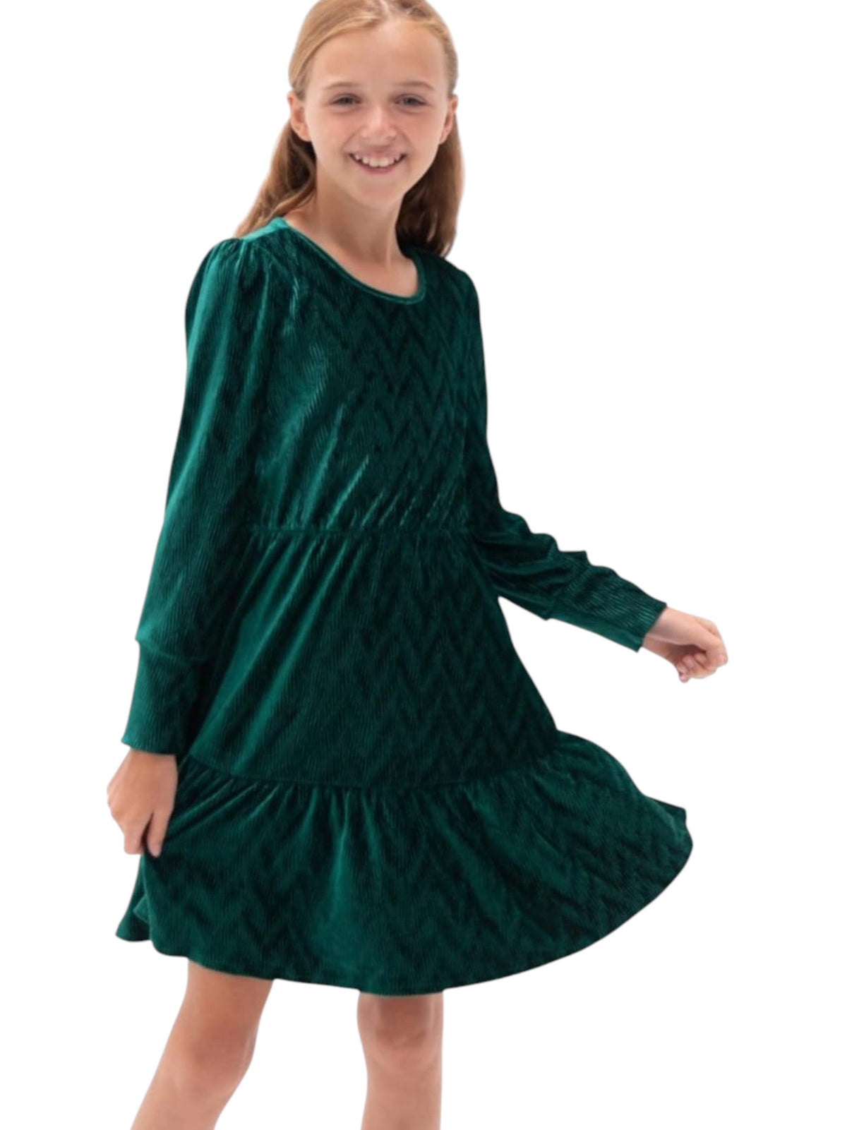Image for Kids Girl's Ribbed Dress,Green