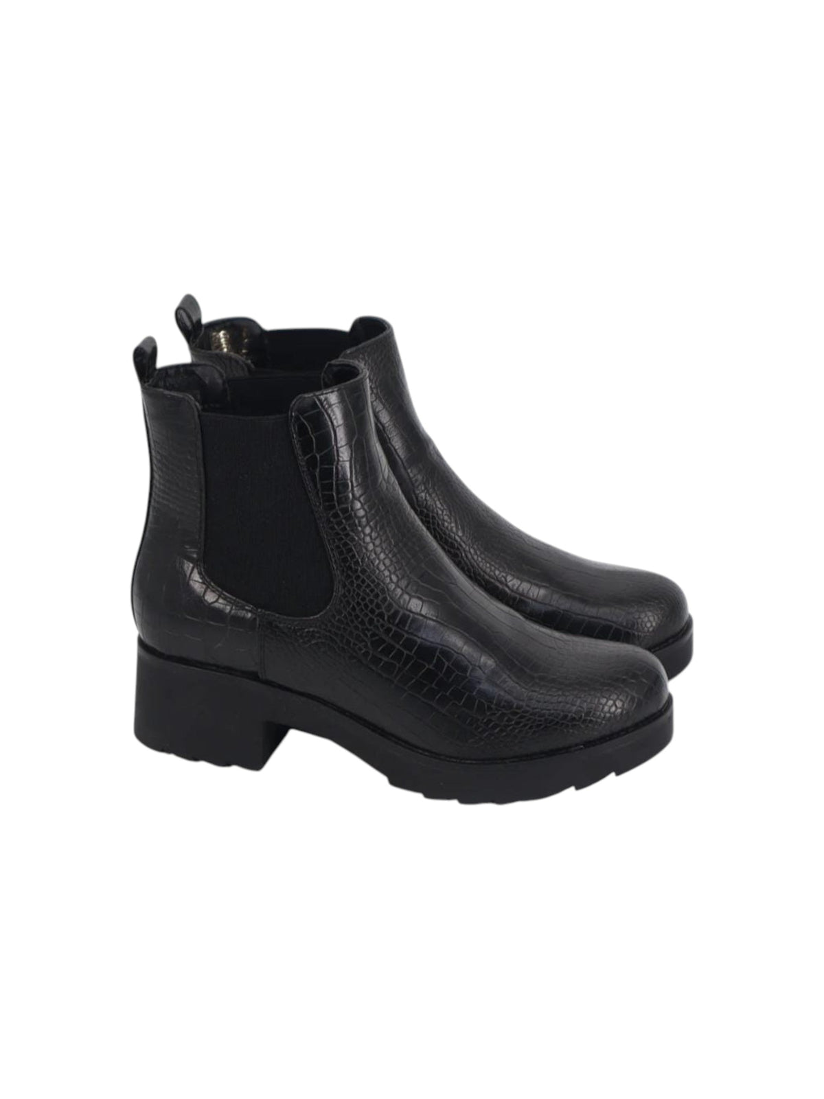 Image for Women's Croc Leather Ankle Boots,Black