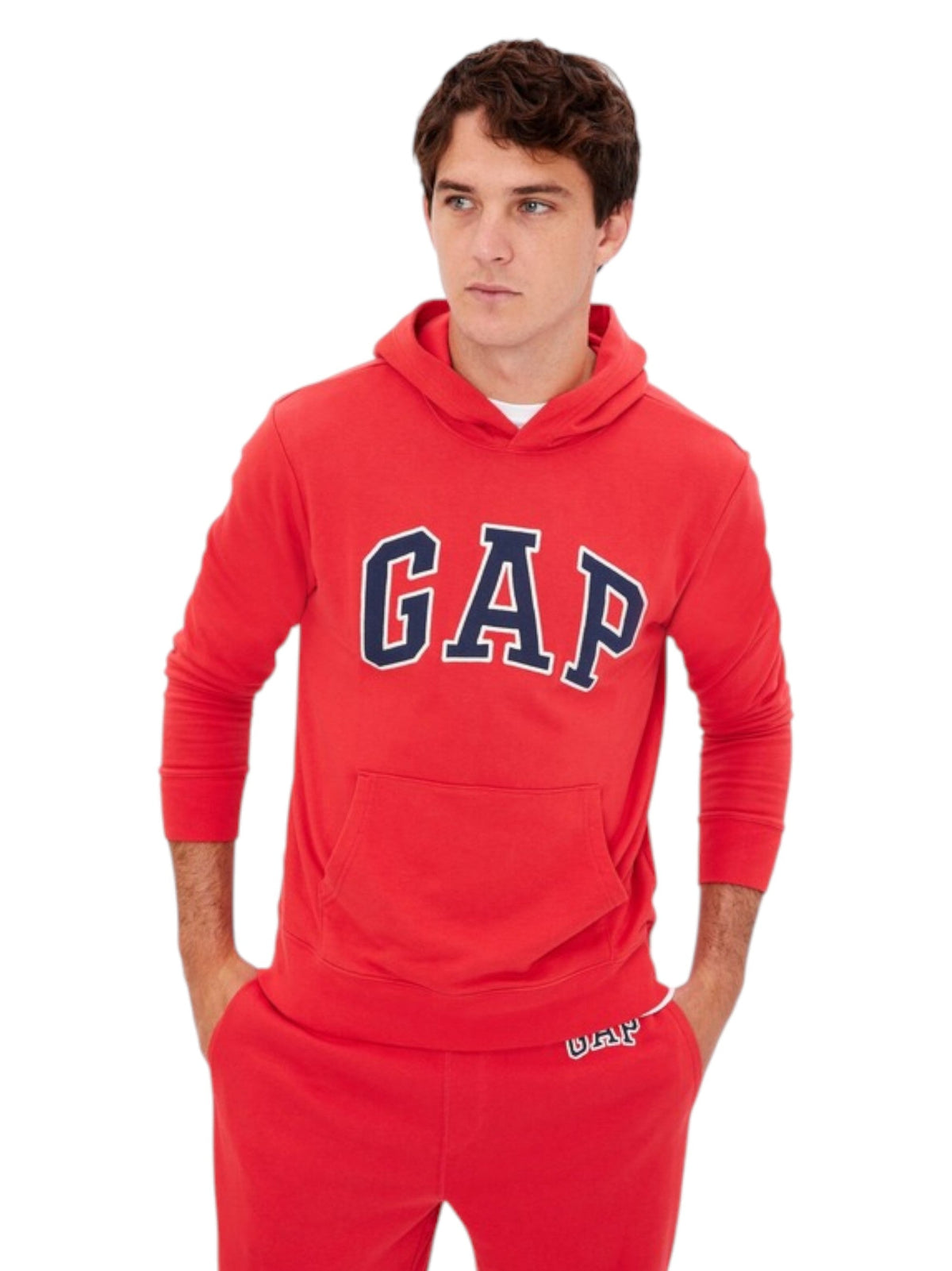 Image for Men's Brand Logo Printed Hoodie,Red