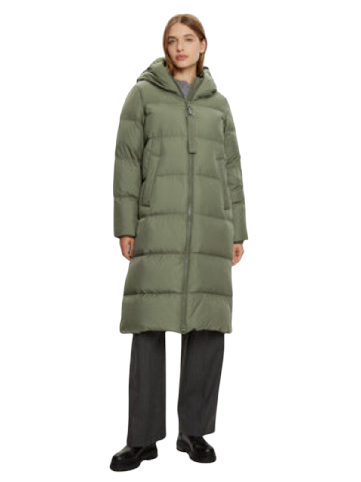 Image for Women's Quilted Long Jacket,Olive