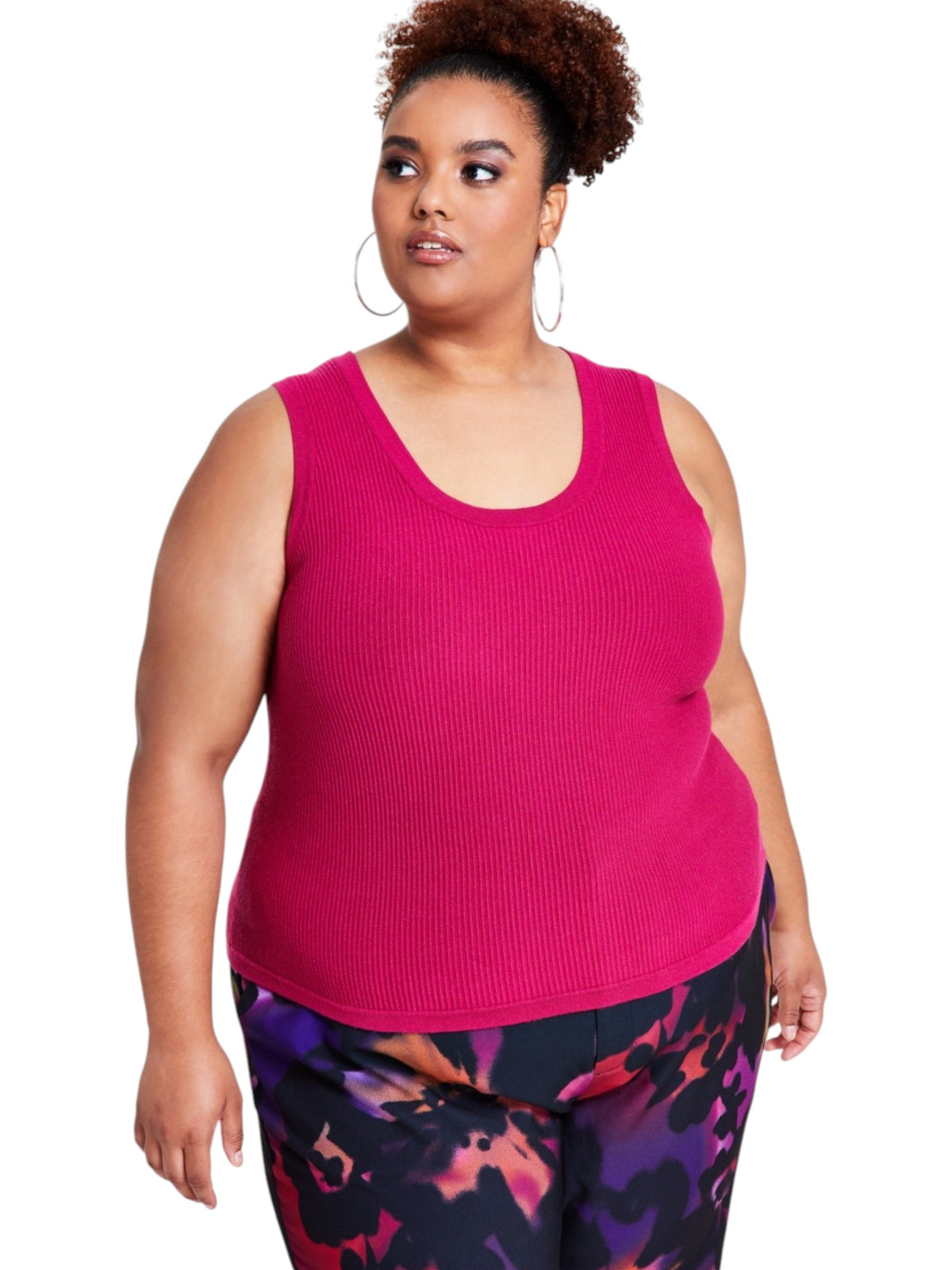 Image for Women's Ribbed Knitted Top,Dark Pink