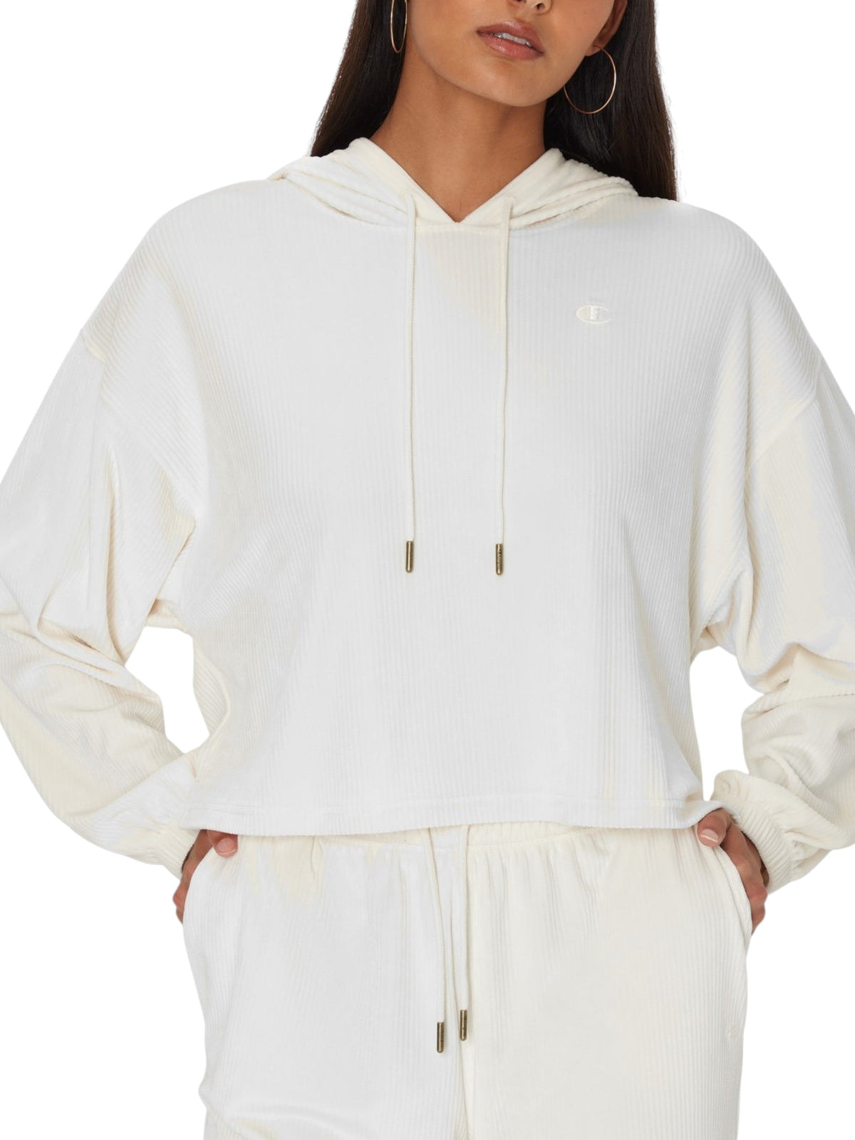 Image for Women's Ribbed Hoodie,White