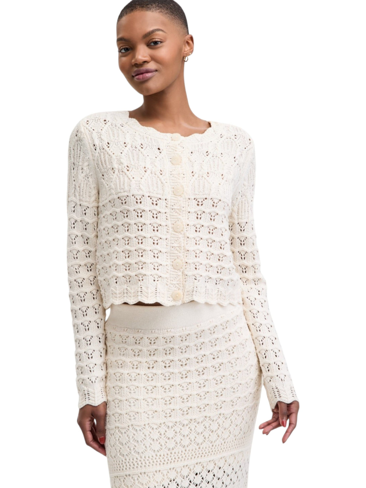 Image for Women's Open Knitted Top Cardigan,White