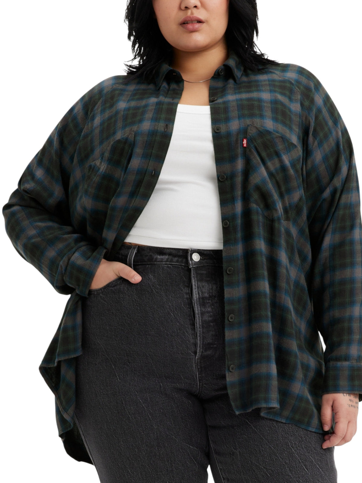 Image for Women's Plaid Chemise,Navy