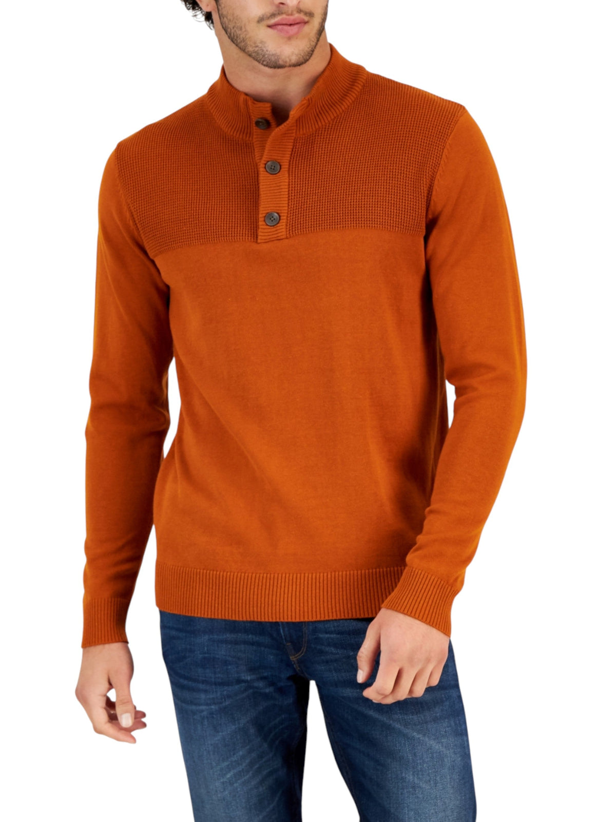 Image for Men's Knitted Plain Sweaters,Dark Orange