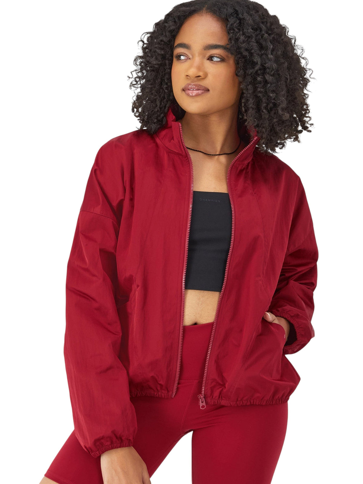 Image for Women's Plain Solid Jacket,Burgundy