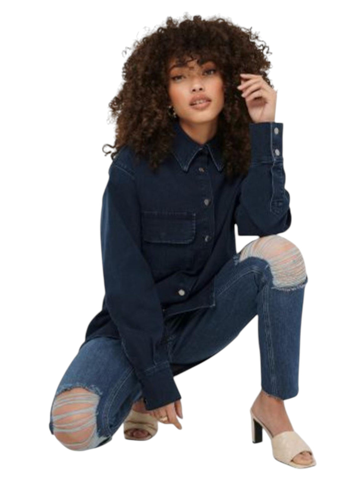 Image for Women's Plain Denim Jacket,Navy
