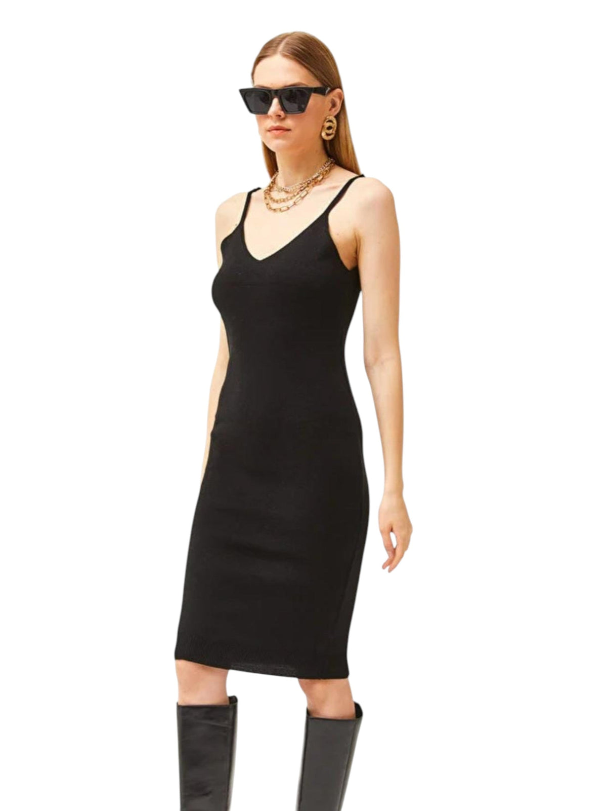 Image for Women's Plain Solid Dress,Black