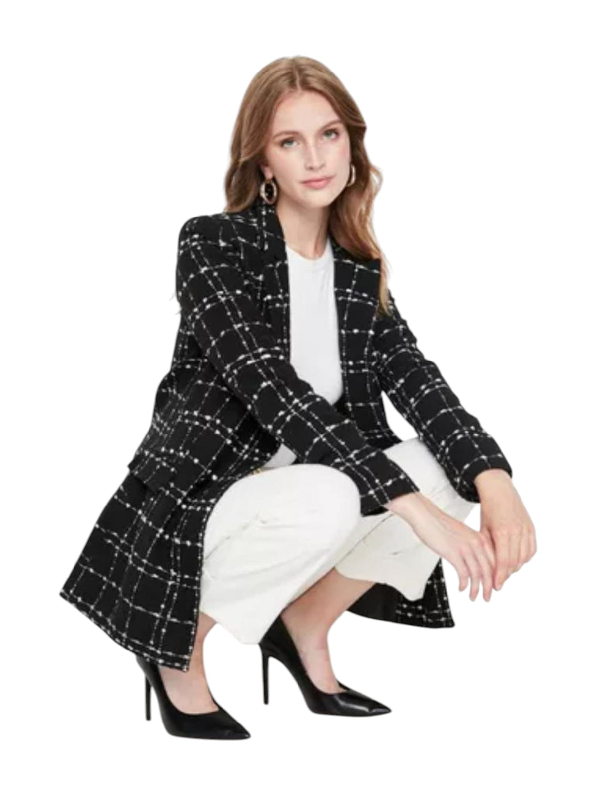 Image for Women's Shiny Textured Blazer,Black