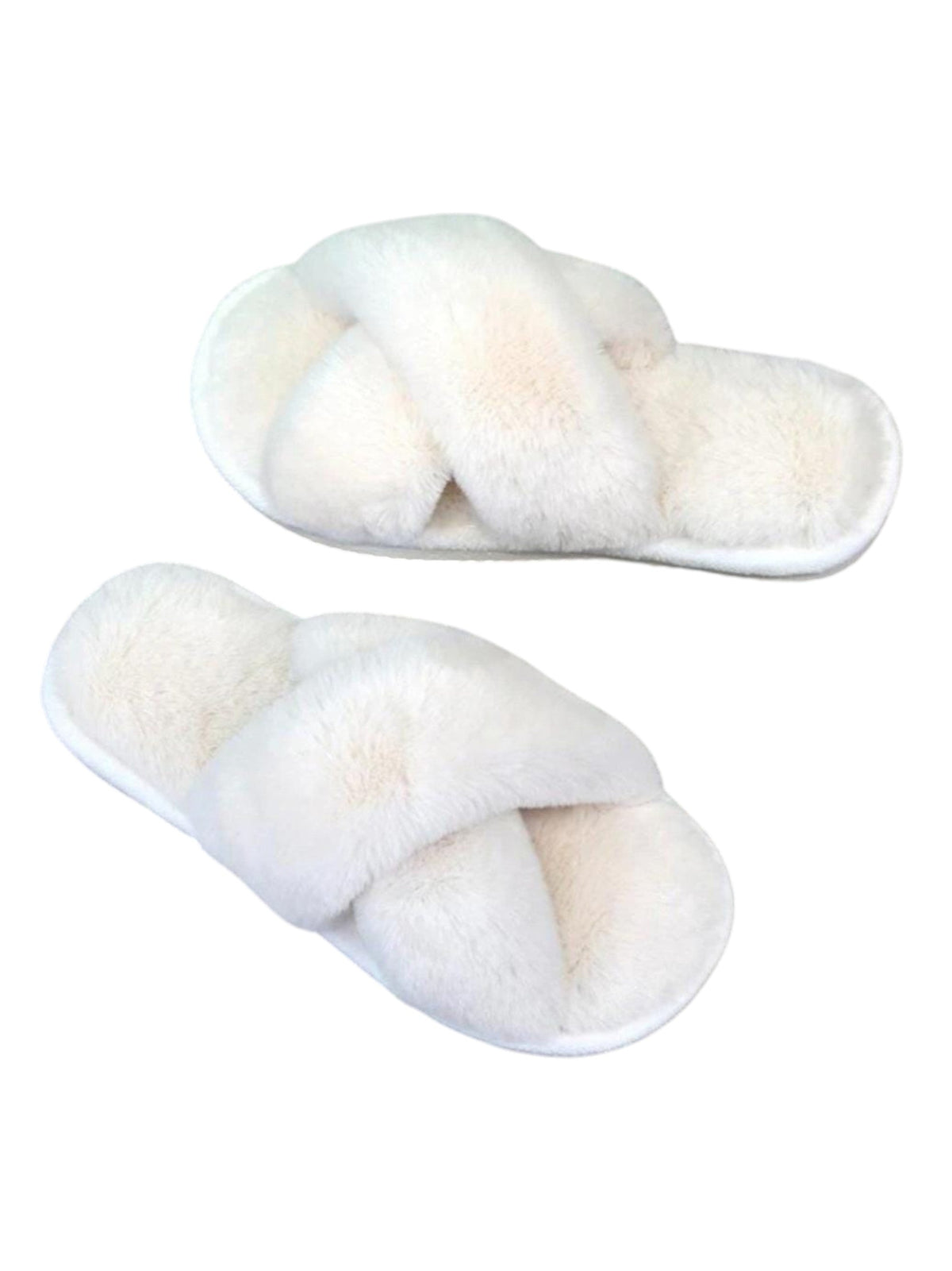Image for Women's Faux Fur Slippers,White