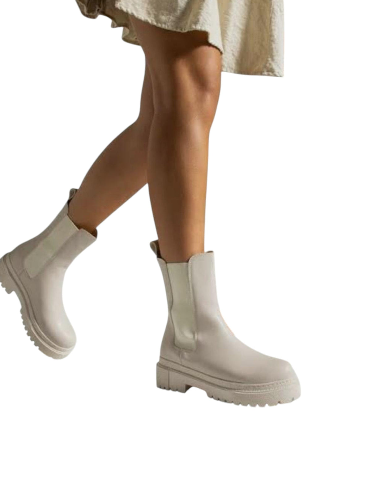Image for Women's Plain Ankle Boots,Off White