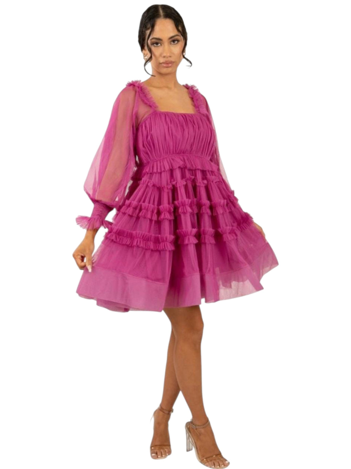 Image for Women's Ruffled Dress,Pink