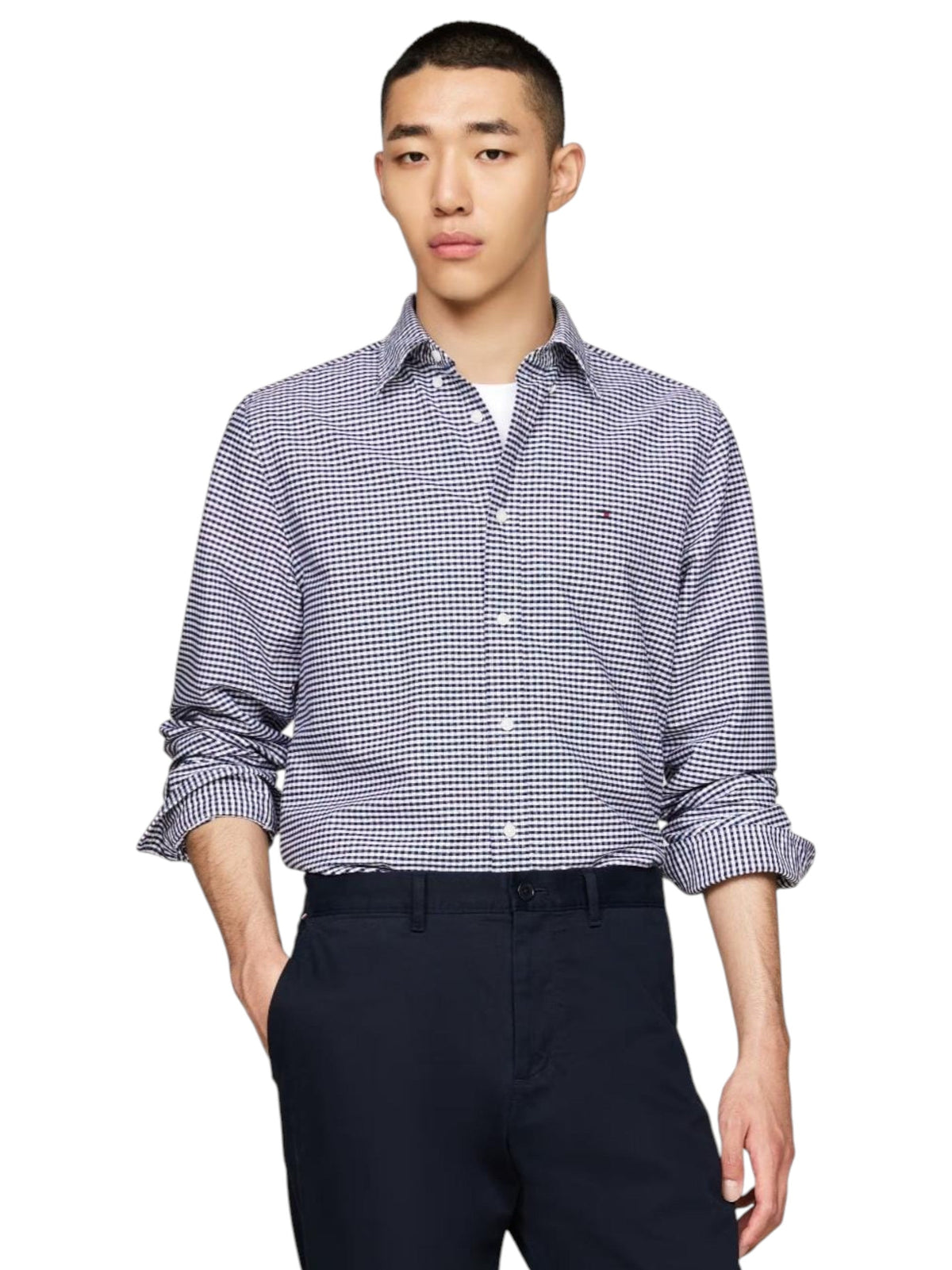 Image for Men's Plaid Dress Shirt,Navy