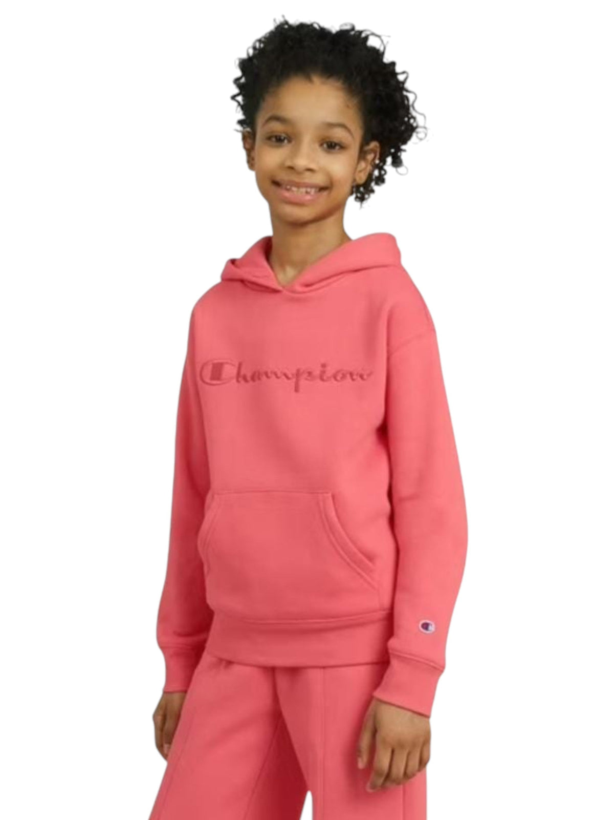 Image for Kids Girl's Brand Logo Printed Hooide,Dark Coral