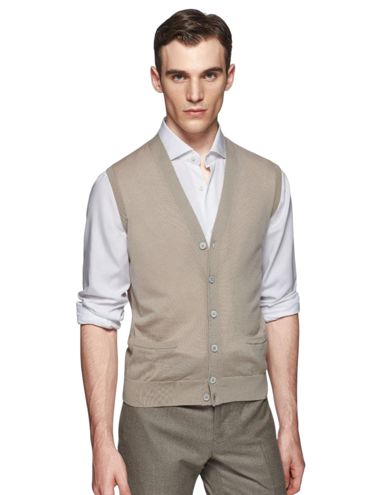Image for Men's Kintted Vest,Beige