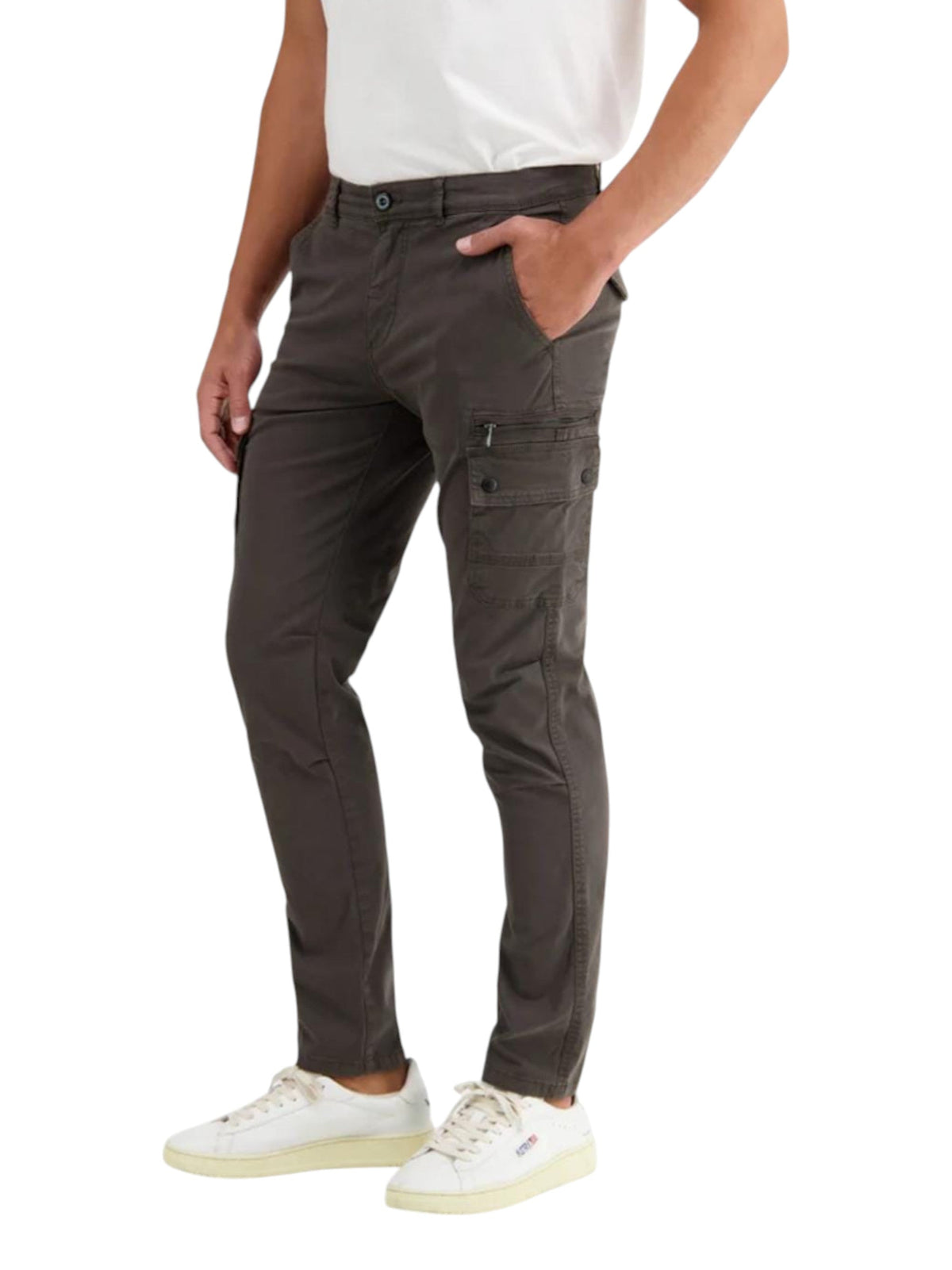 Image for Men's Plain Solid Cargo Jeans,Olive