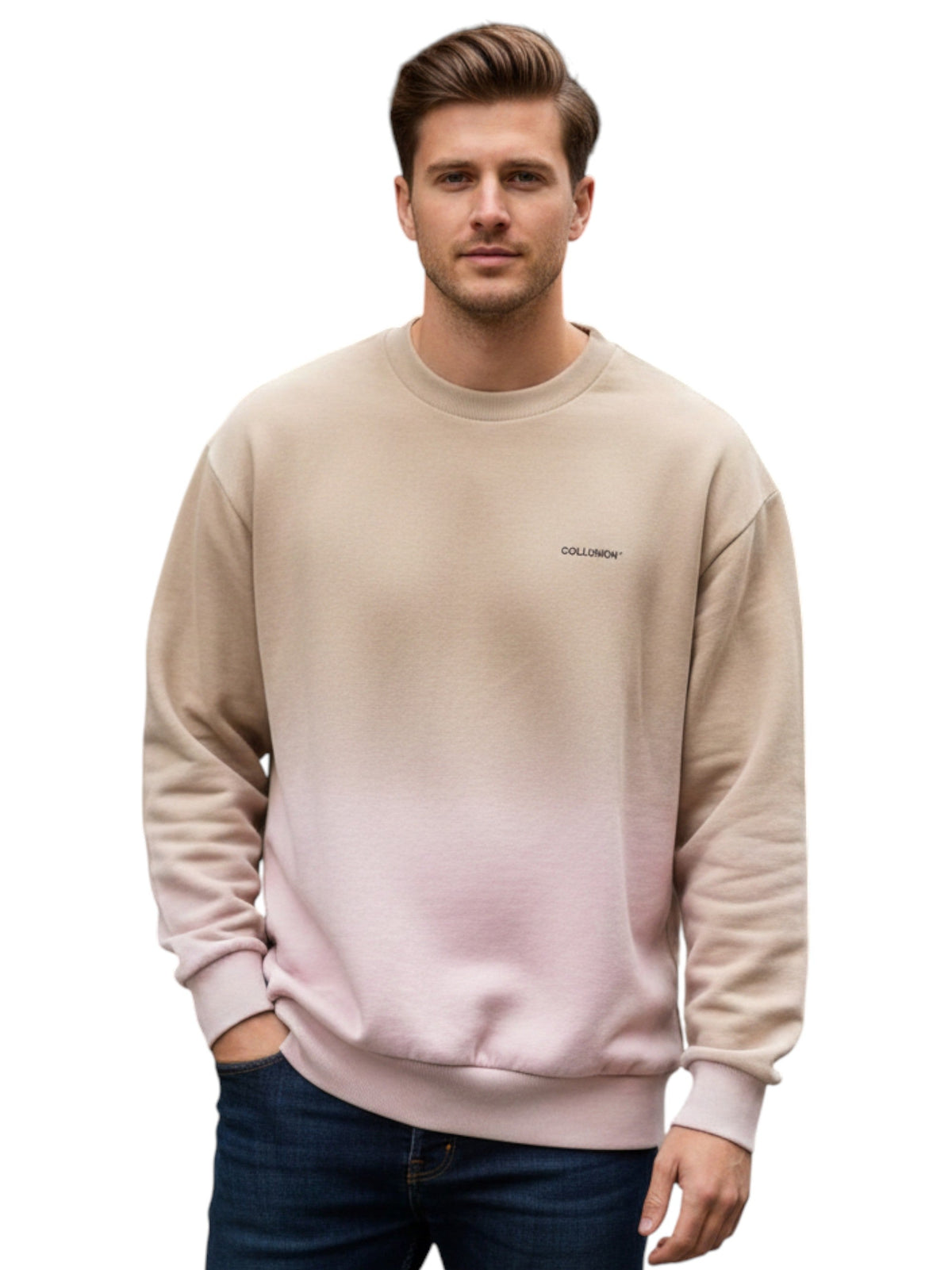 Image for Men's Ombre Sweaters,Beige/Pink
