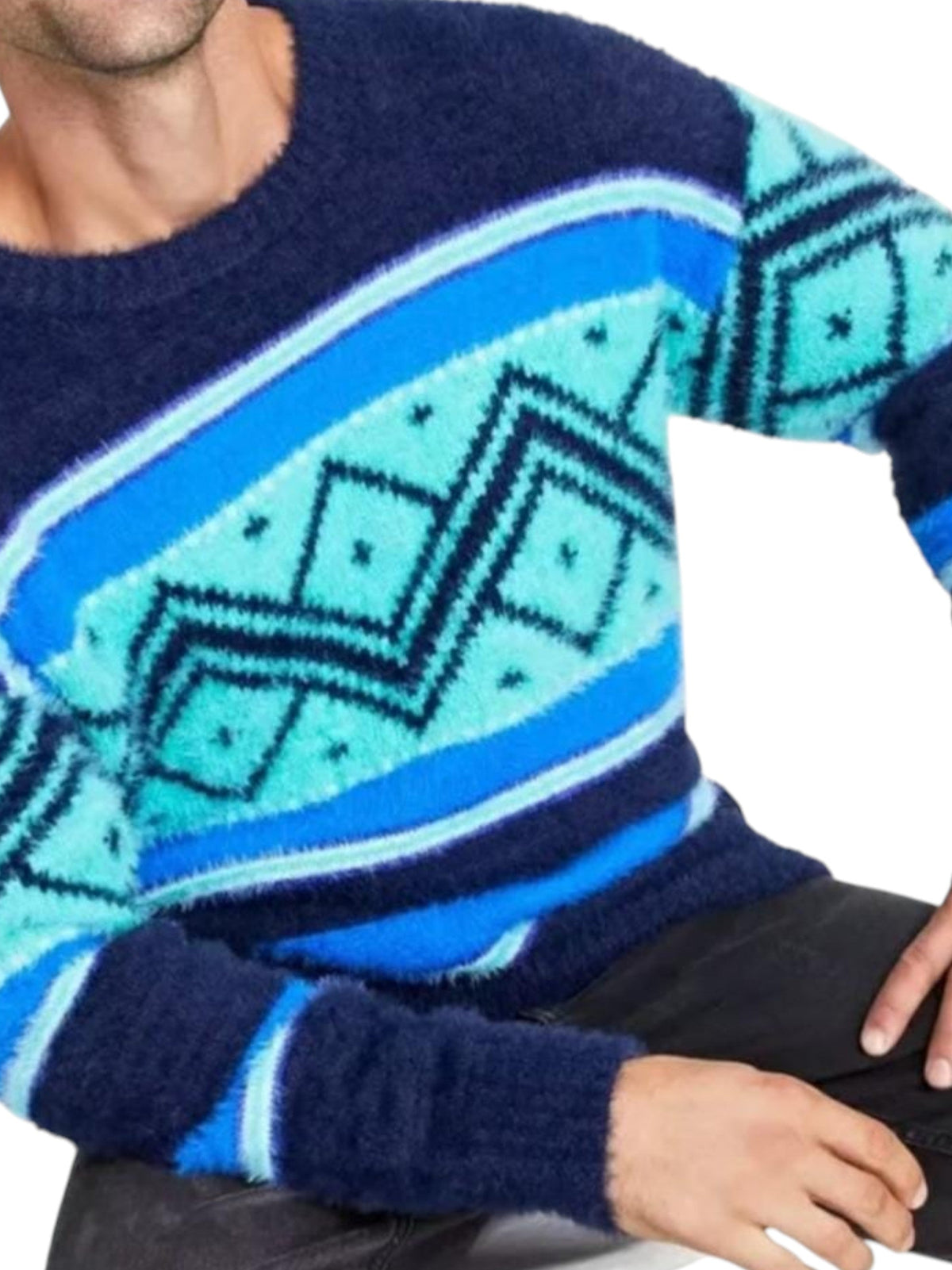 Image for Men's Graphic Knitted Sweaters,Navy