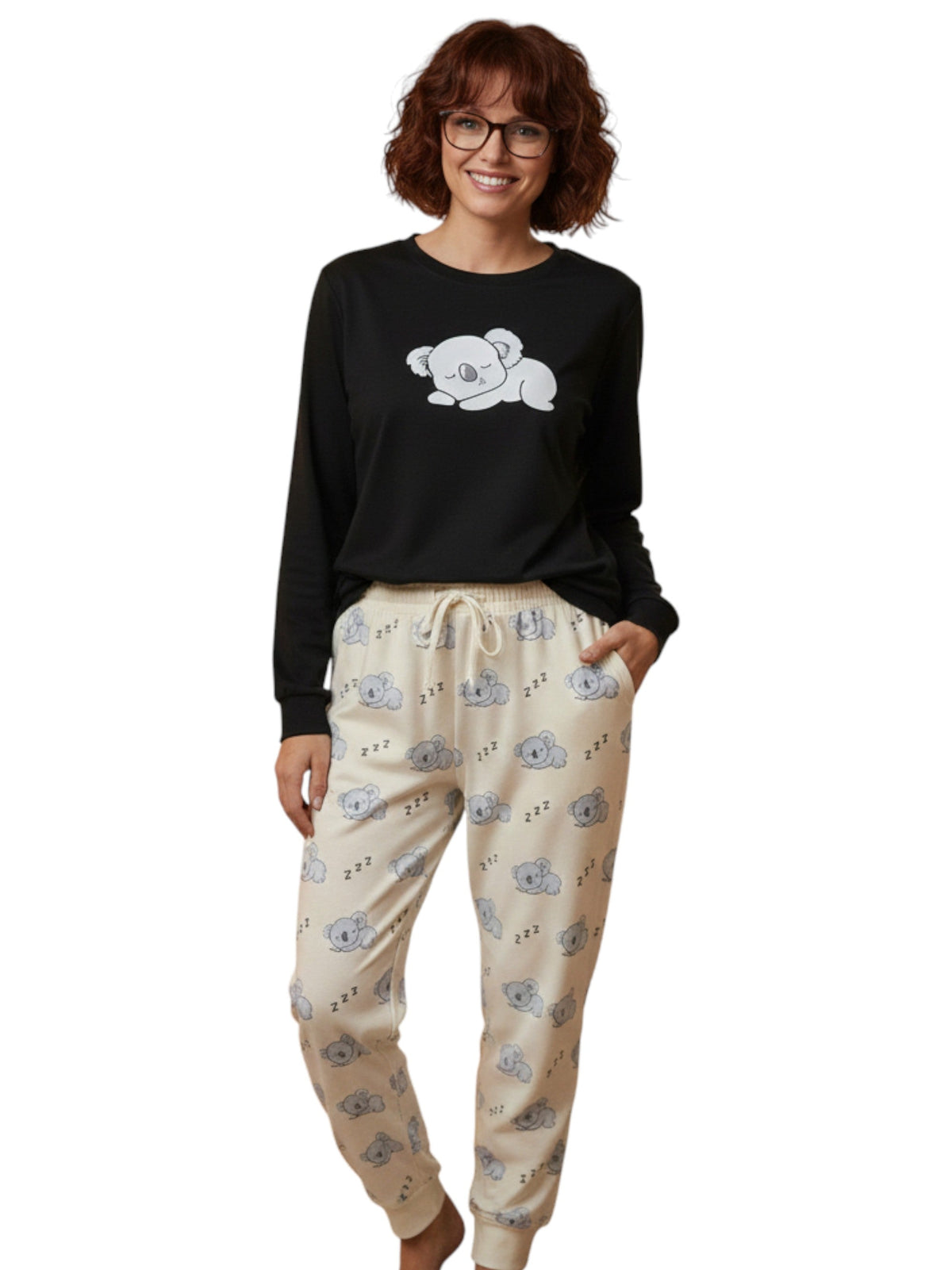 Image for Women's Printed Pajama Set,Black