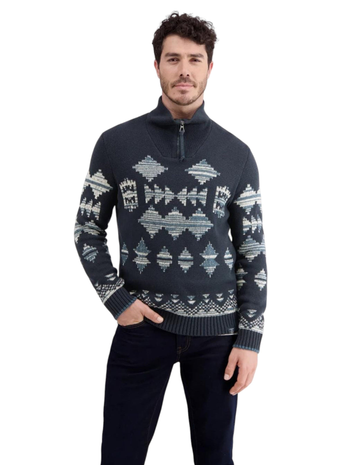 Image for Men's Graphic Knitted Sweaters,Navy
