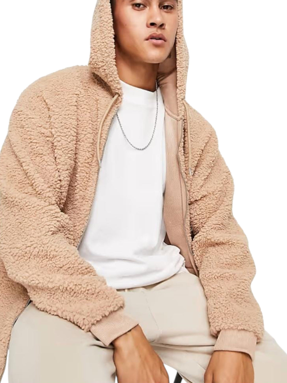 Image for Men's Faux Fur Jacket,Beige