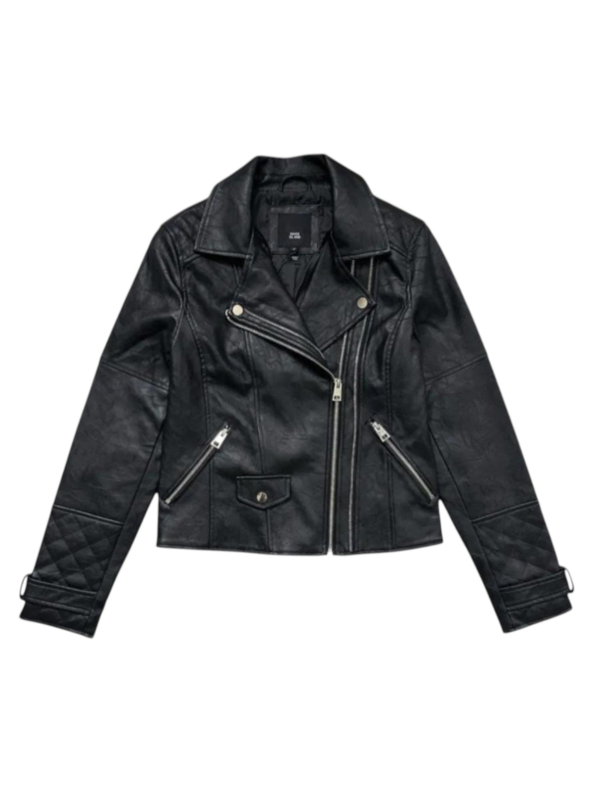Image for Women'sPlain leather Jacket,Black