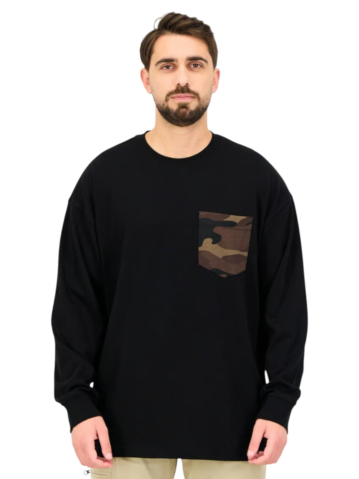 Image for Men's Plain Solid Sweaters,Black
