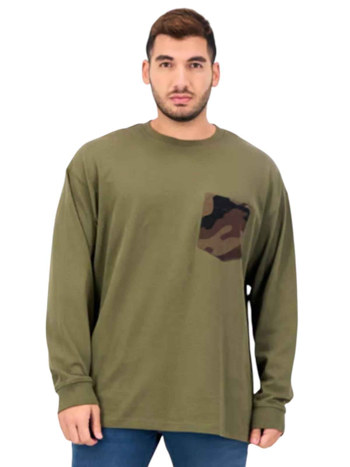 Image for Men's Plain Solid Sweaters,Olive
