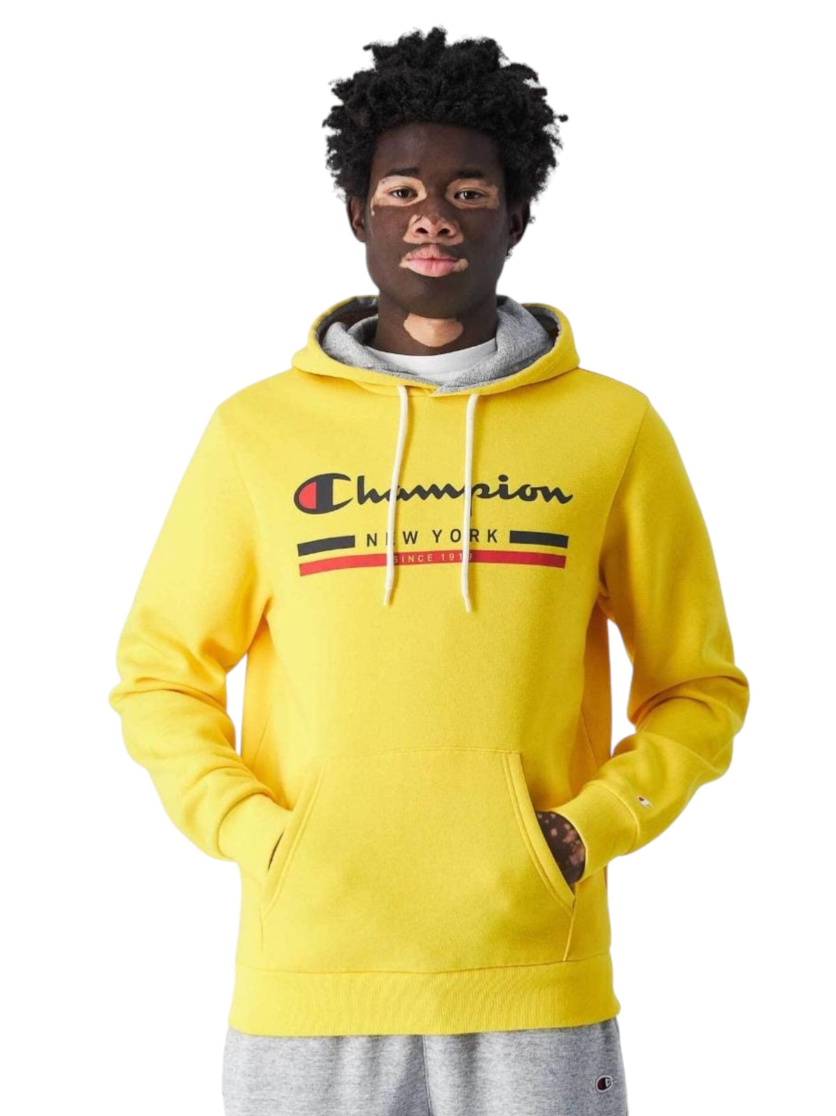 Image for Men's Brand Logo Printed Hoodie,Yellow