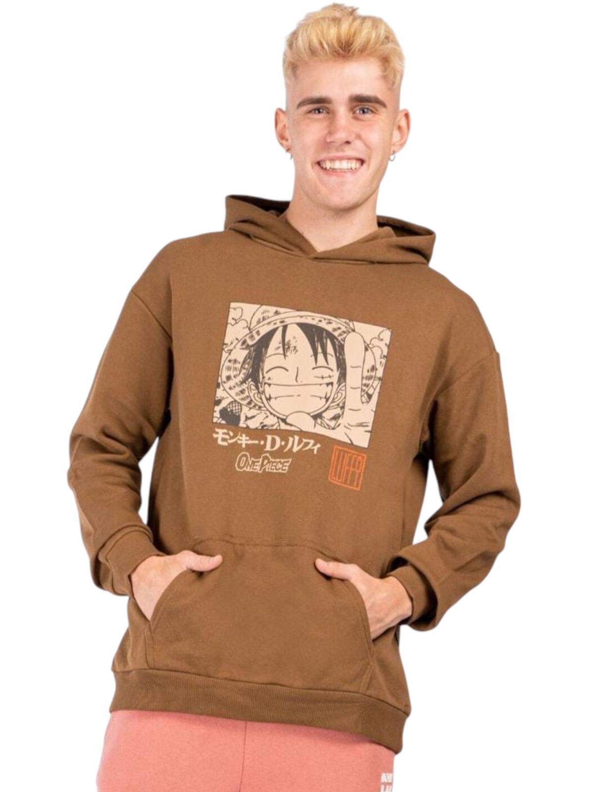 Image for Men's Graphic Printed Hoodie,Light Brown