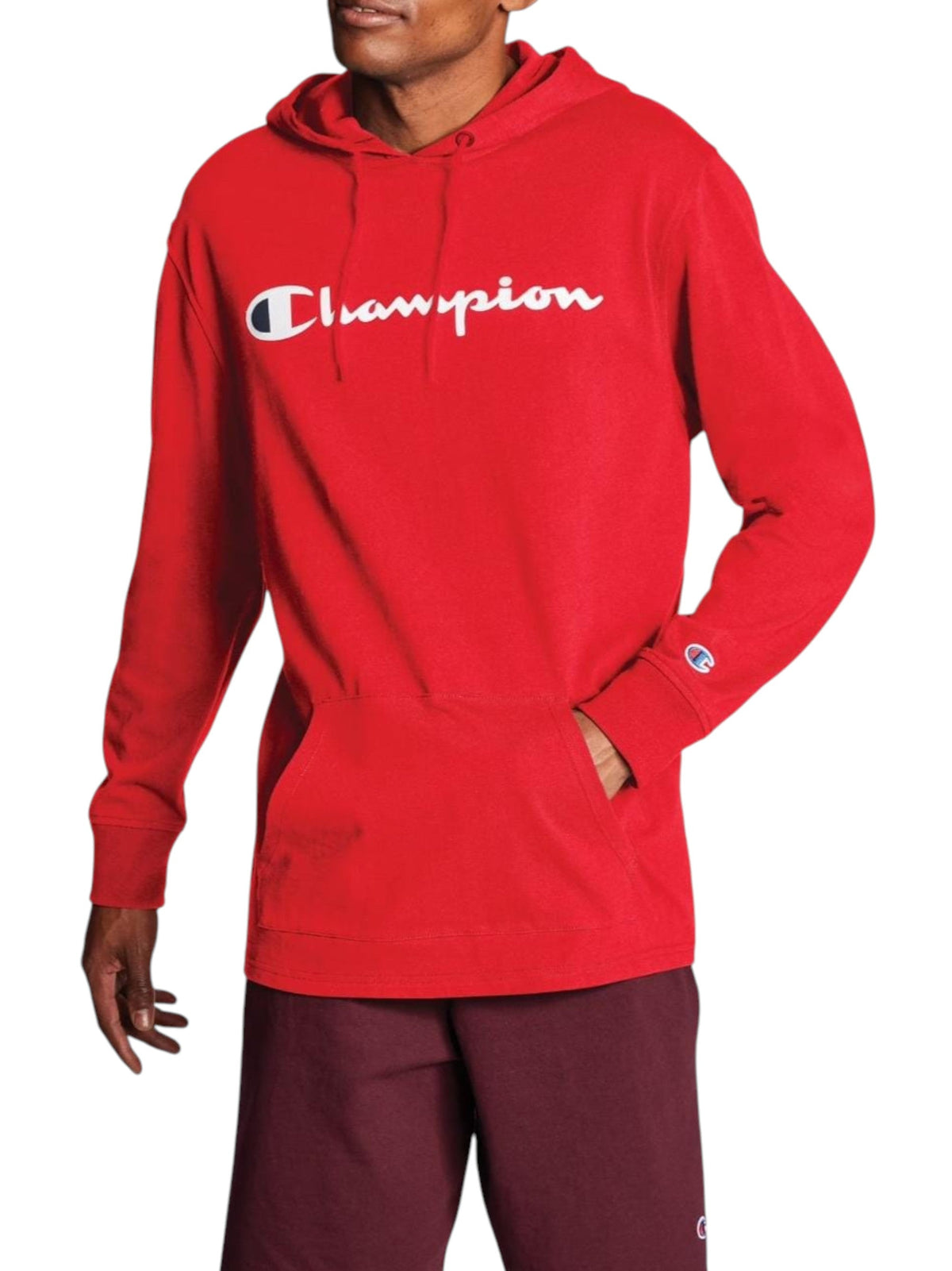 Image for Men's Logo Embroidered Hoodie,Red