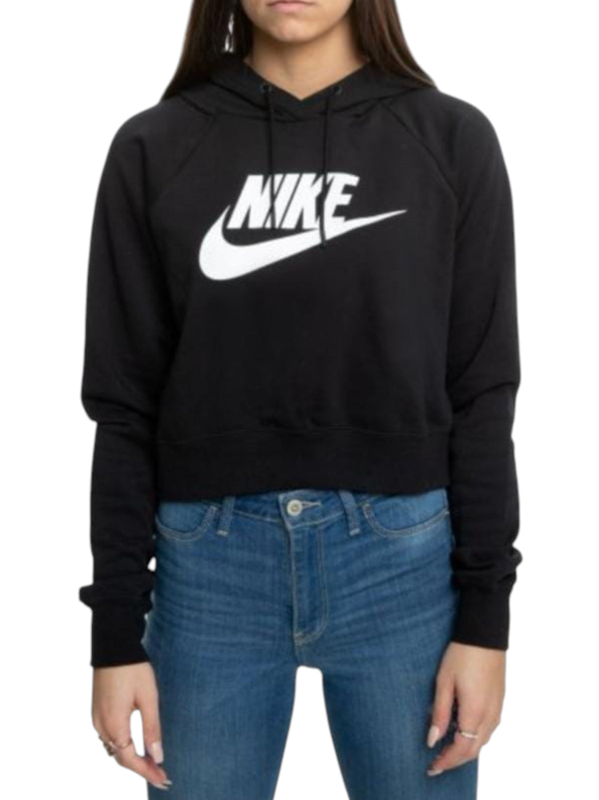 Image for Women's Logo Printed Crop Hoodie,Black