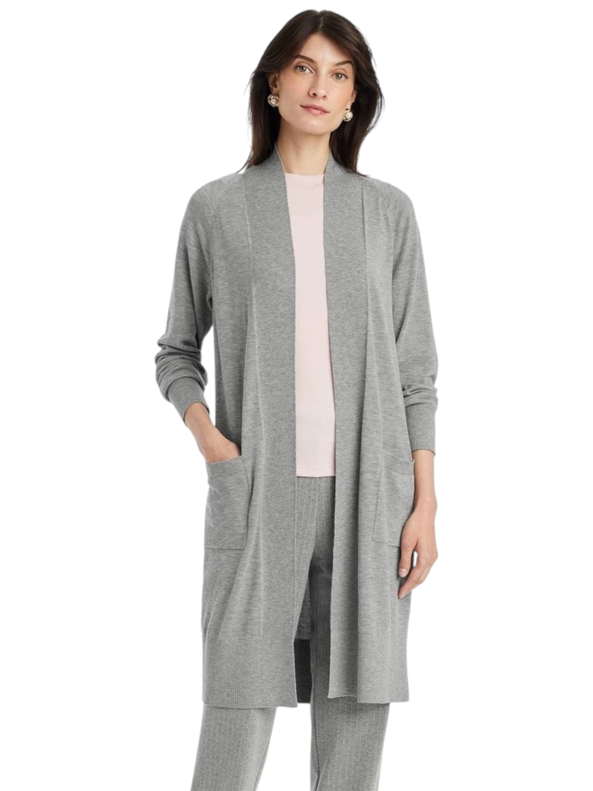 Image for Women's Plain Solid Cardigan,Light Grey