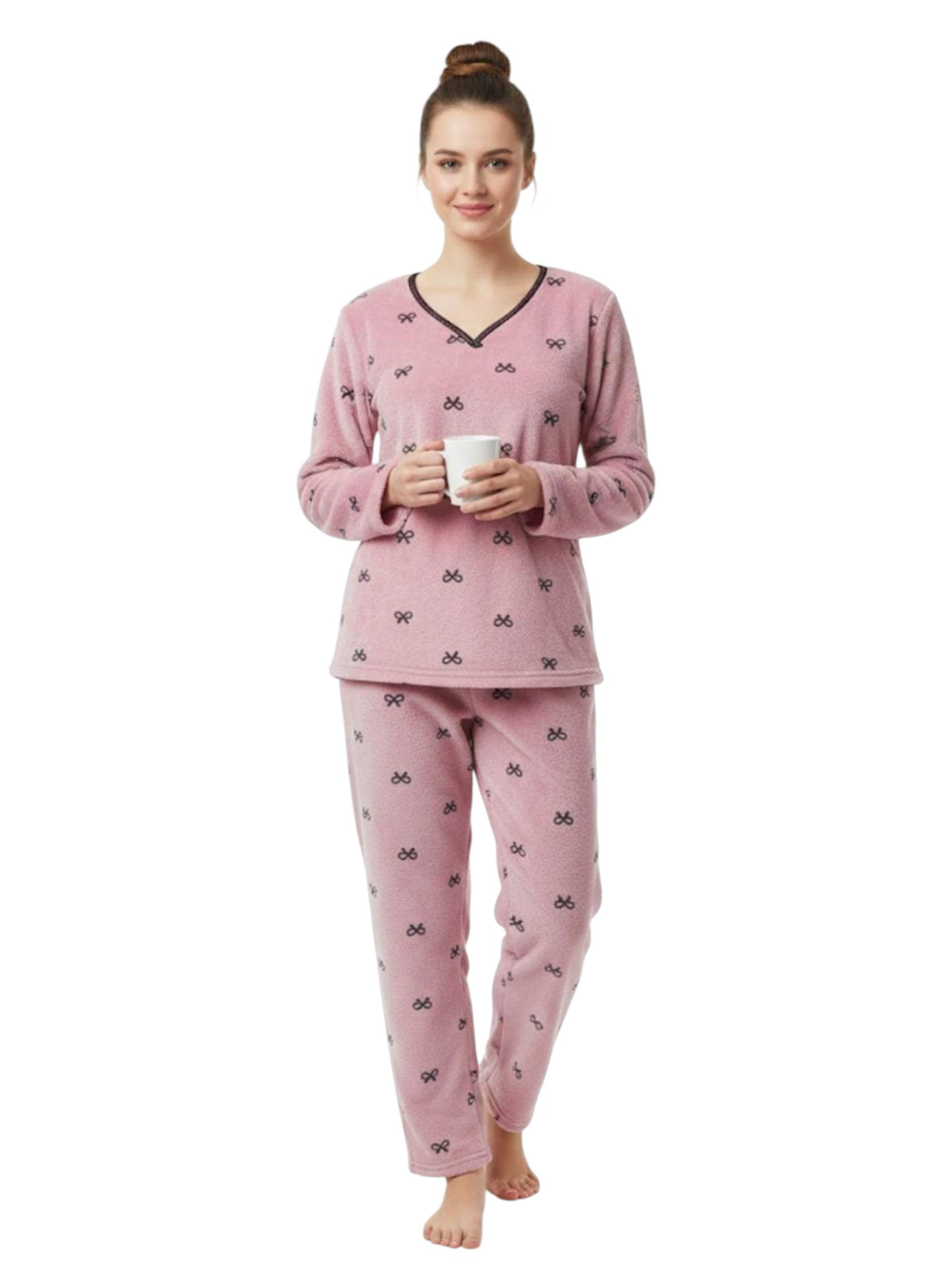 Image for Women's Faux Fur Pajama Set,Pink
